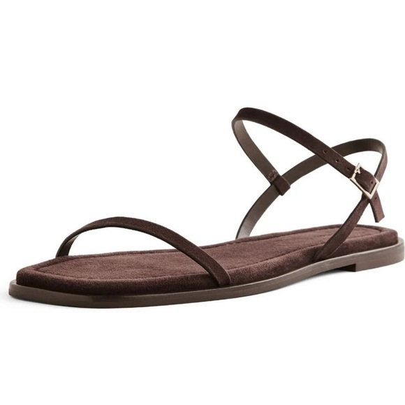Reformation Lake Espresso Brown Suede Women's Flat Sandals - Picture 4 of 8